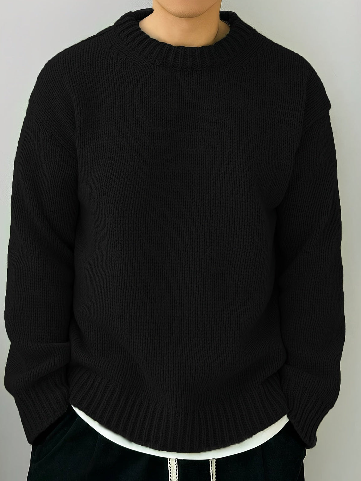 Oversize-Strickpullover mit strukturierter Oberfläche und Rundhalsausschnitt
