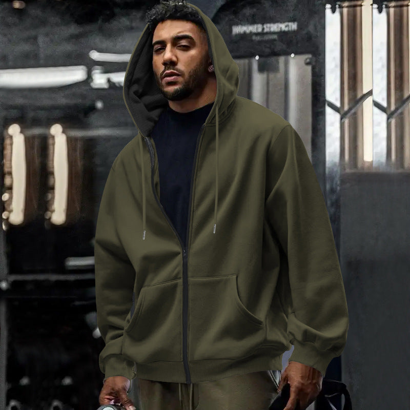 Oversized hoodie til mænd med fuld lynlås