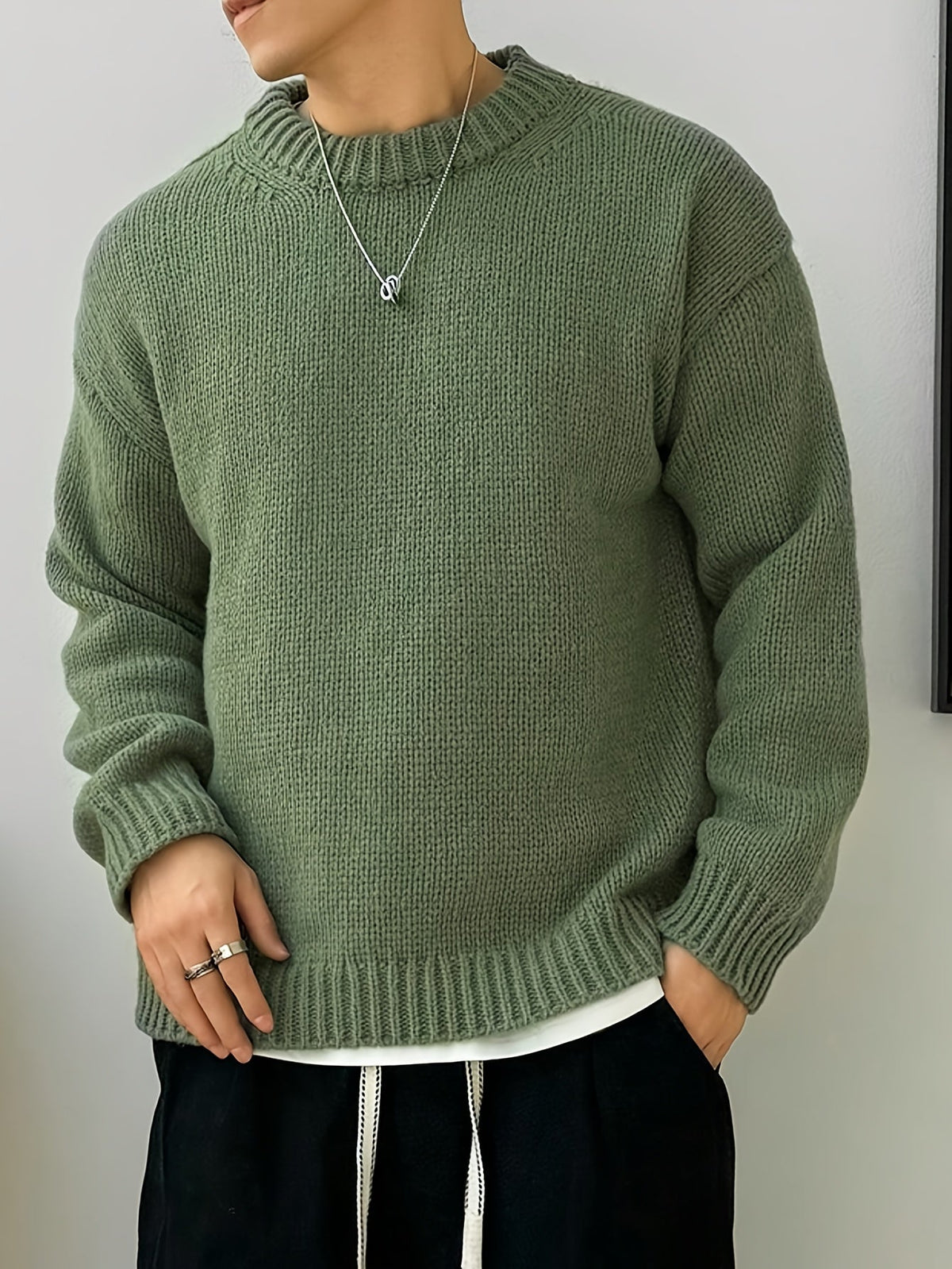 Oversize-Strickpullover mit strukturierter Oberfläche und Rundhalsausschnitt