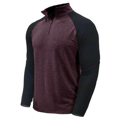 Men's Color Block Quarter Zip Pullover Shirt
