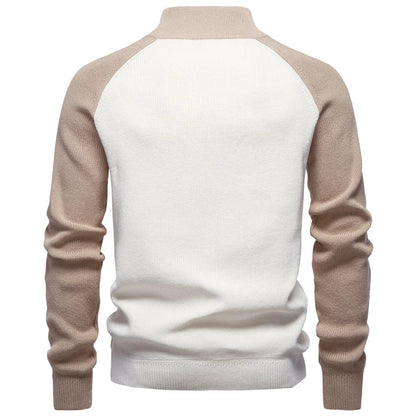 Men's Cotton Mock Neck Pullover Sweater Quarter Zip
