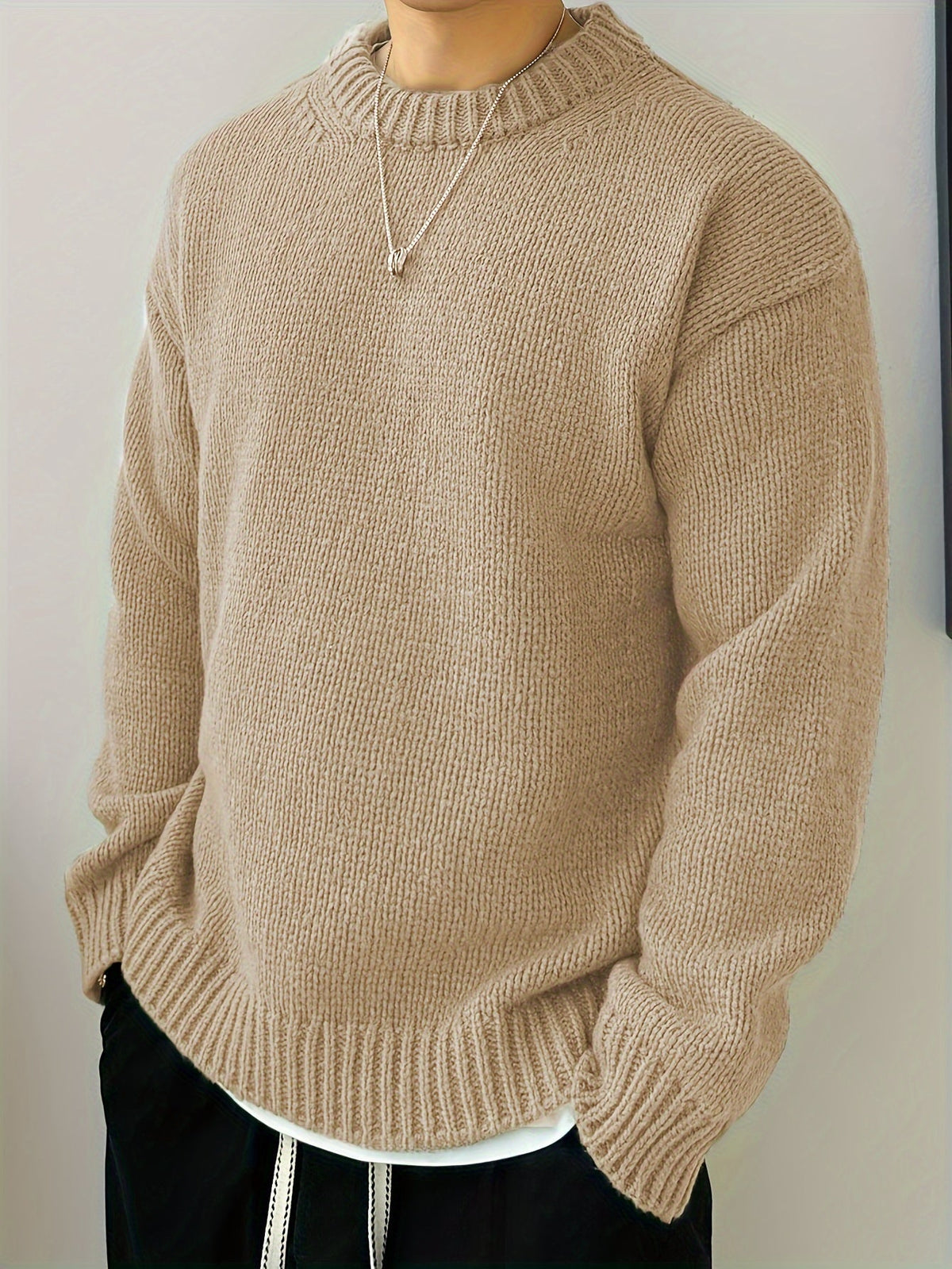 Oversize-Strickpullover mit strukturierter Oberfläche und Rundhalsausschnitt