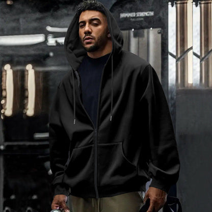 Oversized hoodie til mænd med fuld lynlås