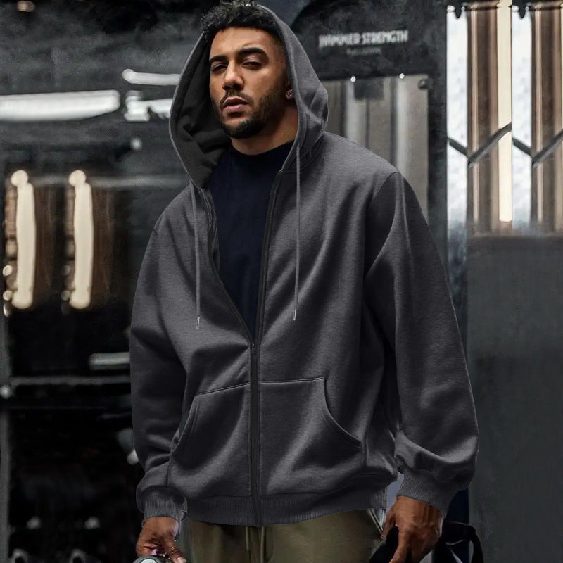 Oversized hoodie til mænd med fuld lynlås