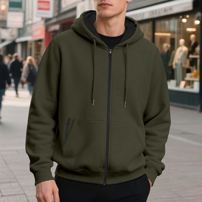 Oversized hoodie til mænd med fuld lynlås