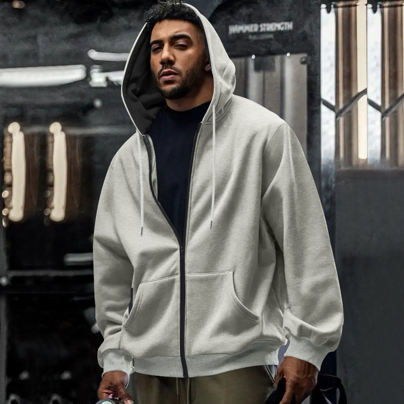 Oversized hoodie til mænd med fuld lynlås