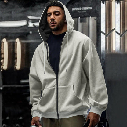 Oversized hoodie til mænd med fuld lynlås