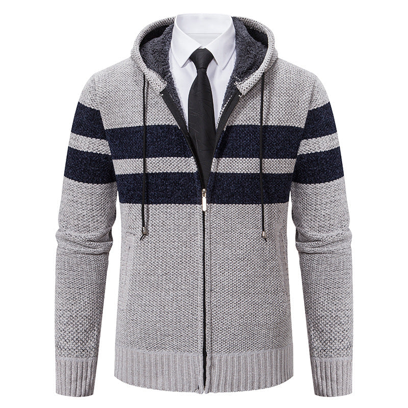 Men's Teddy Lined Knit Hooded Jacket