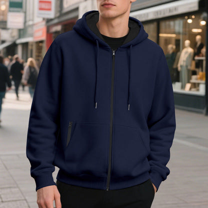 Oversized hoodie til mænd med fuld lynlås