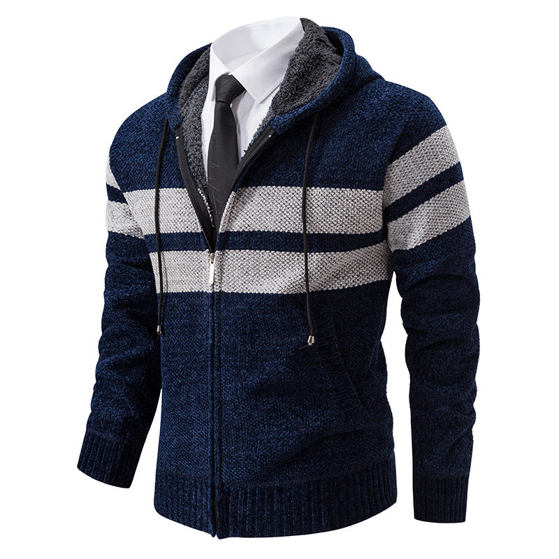 Men's Teddy Lined Knit Hooded Jacket