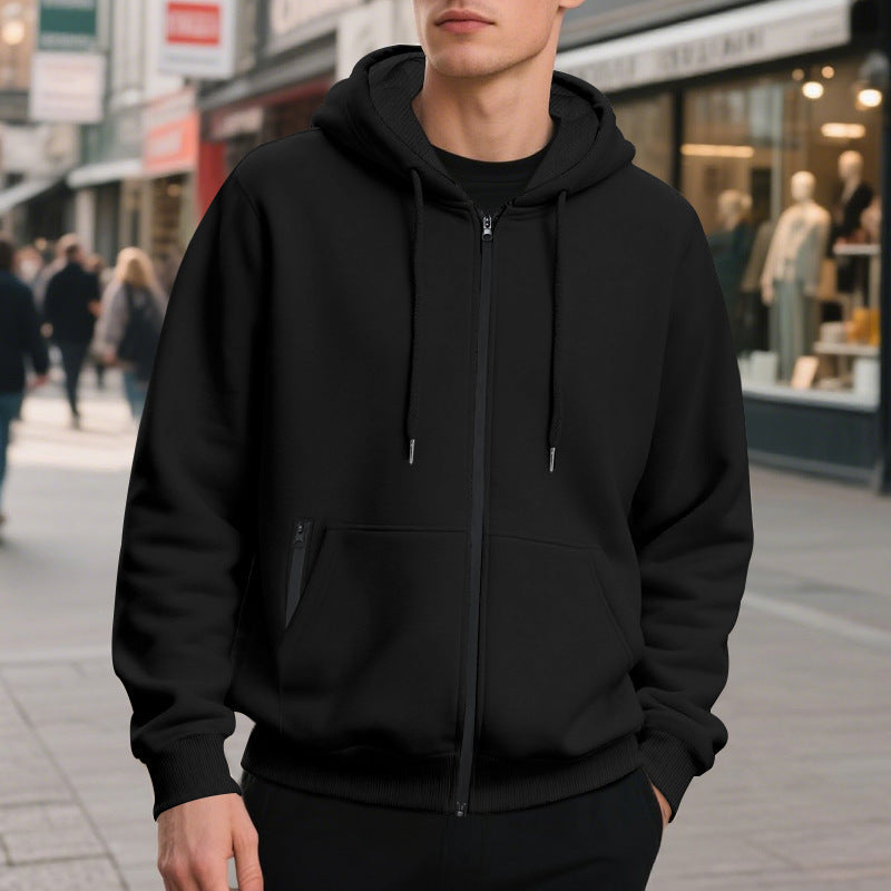 Oversized hoodie til mænd med fuld lynlås