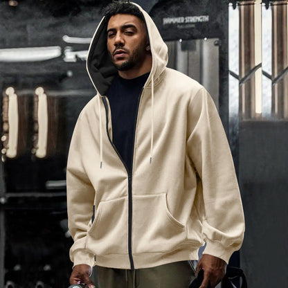 Oversized hoodie til mænd med fuld lynlås