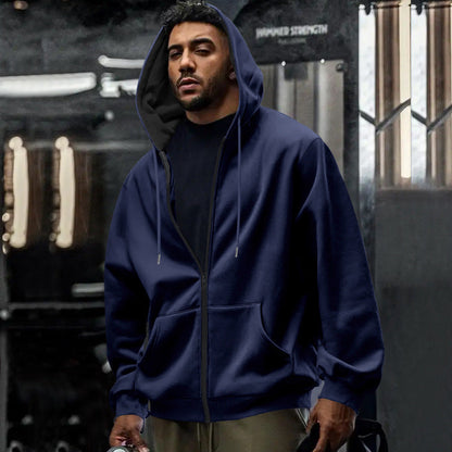 Oversized hoodie til mænd med fuld lynlås