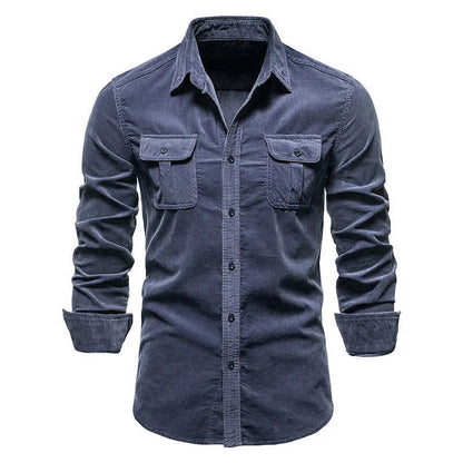 Chemise en velours côtelé boutonnée pour homme Vinthentic Divito
