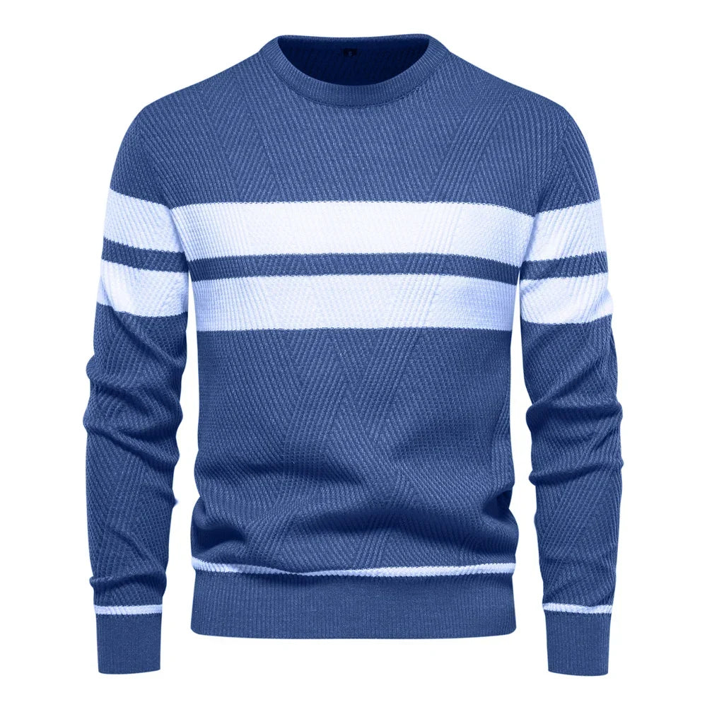 Pánský pletený svetr Paul Savin slim fit s kulatým výstřihem