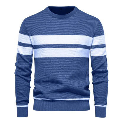 Pánský pletený svetr Paul Savin slim fit s kulatým výstřihem