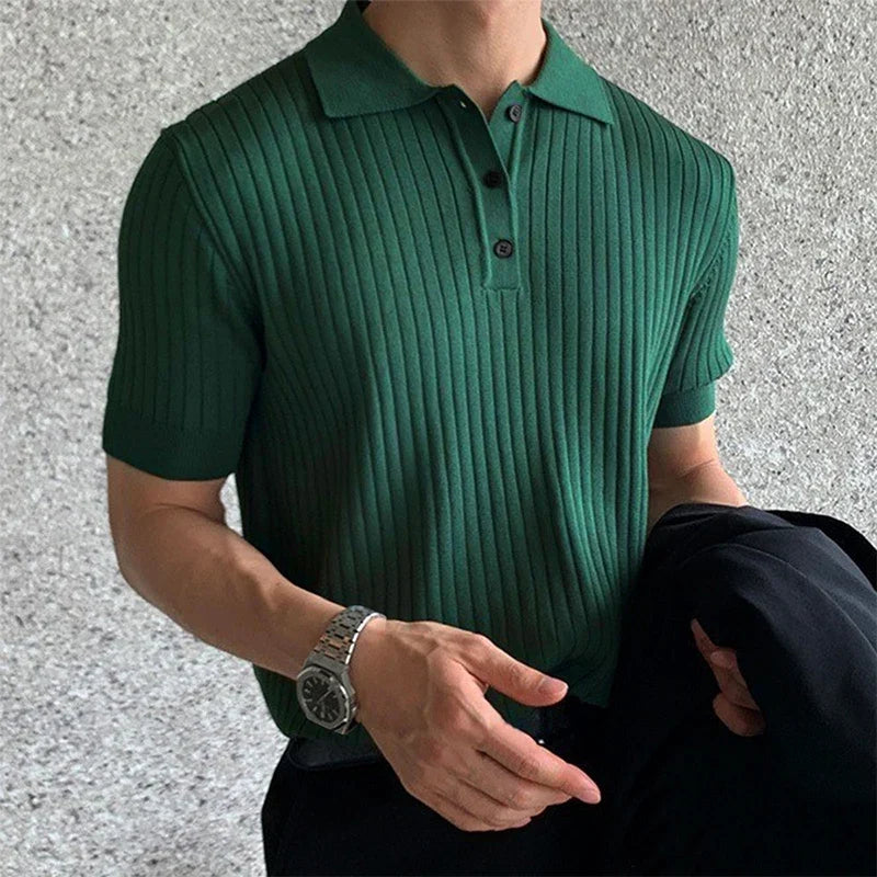 Paul Verdi ribstrikket poloshirt til mænd