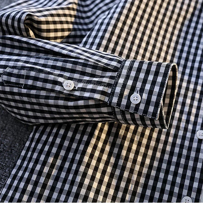 Vinthentic casual geruit flanellen overhemd met lange mouwen voor heren