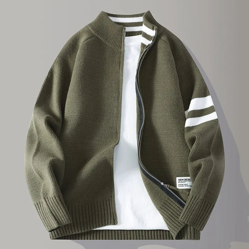 Striksweater med lynlås