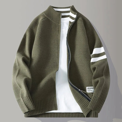 Striksweater med lynlås