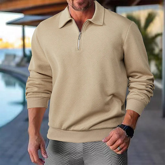 Max Vero poloshirt med lange ærmer og lynlås