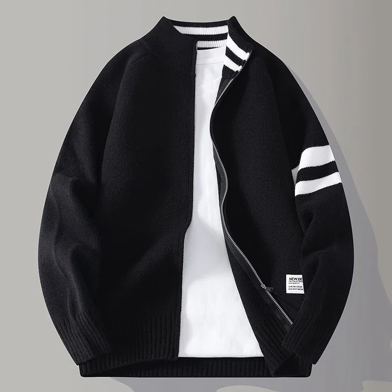 Striksweater med lynlås