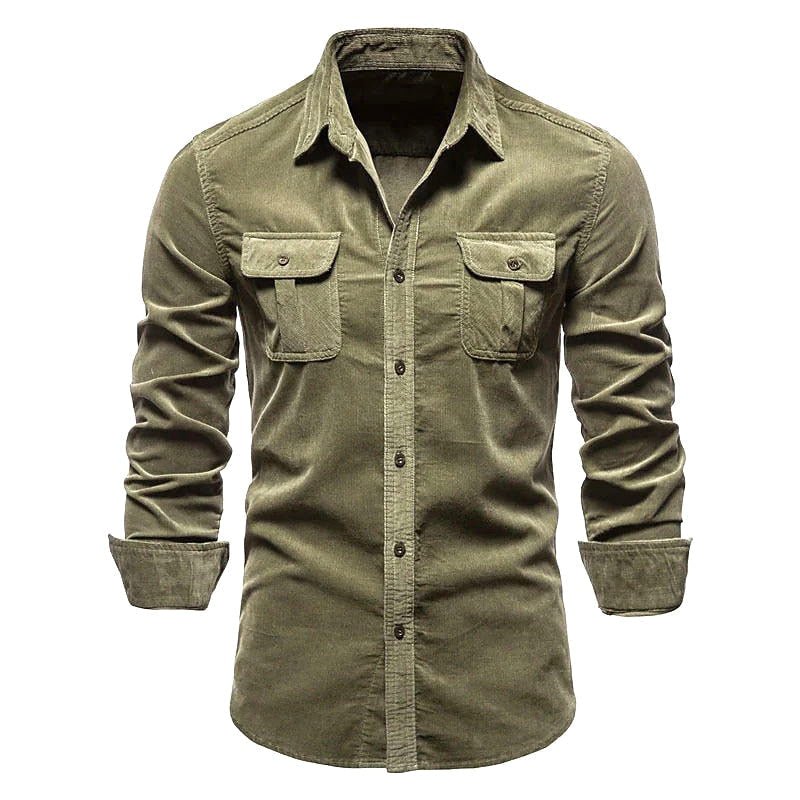 Chemise en velours côtelé boutonnée pour homme Vinthentic Divito