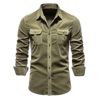 Chemise en velours côtelé boutonnée pour homme Vinthentic Divito