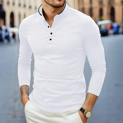 Paolo Reni Men’s Stand Collar Long Sleeve Shirt