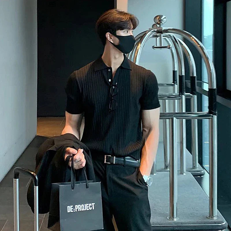Paul Verdi ribstrikket poloshirt til mænd