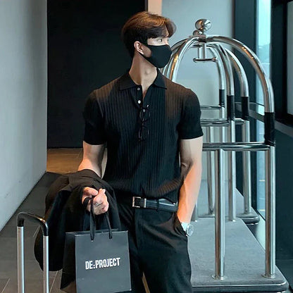 Paul Verdi ribstrikket poloshirt til mænd