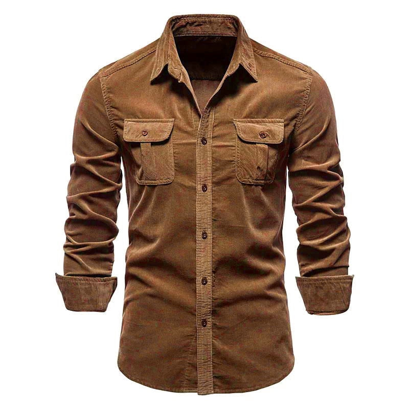 Chemise en velours côtelé boutonnée pour homme Vinthentic Divito
