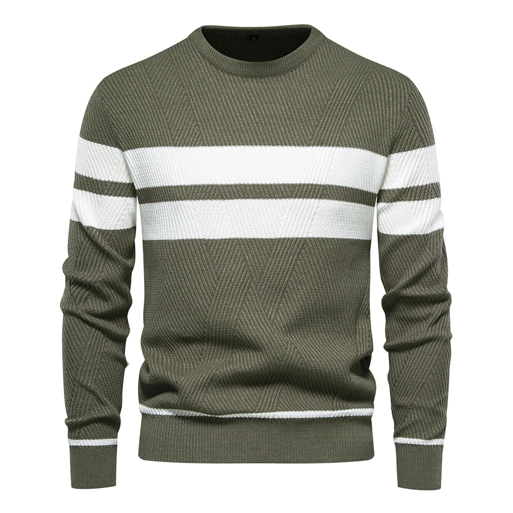 Pánský pletený svetr Paul Savin slim fit s kulatým výstřihem