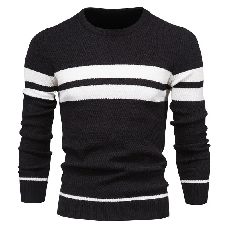 Pánský pletený svetr Paul Savin slim fit s kulatým výstřihem