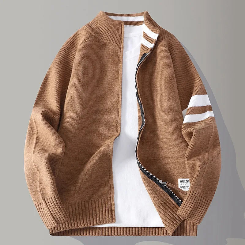 Striksweater med lynlås