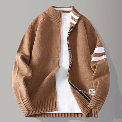Striksweater med lynlås