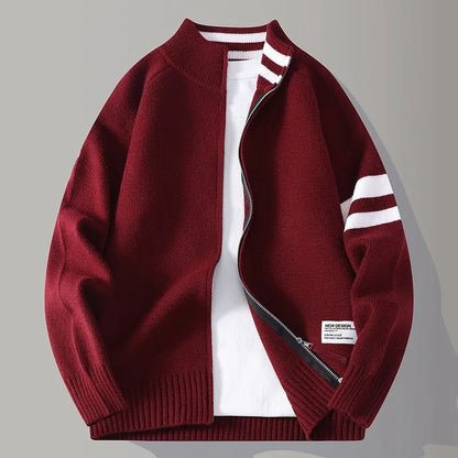 Striksweater med lynlås