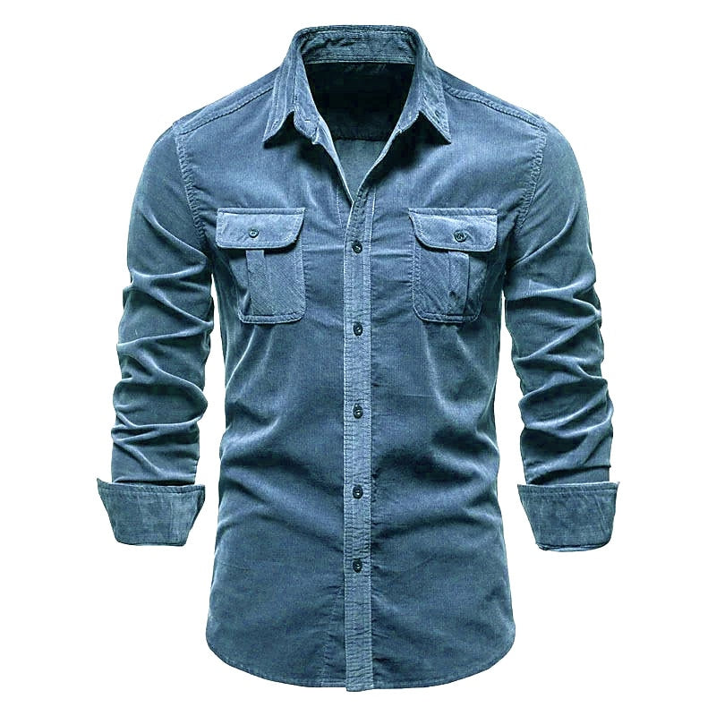 Chemise en velours côtelé boutonnée pour homme Vinthentic Divito