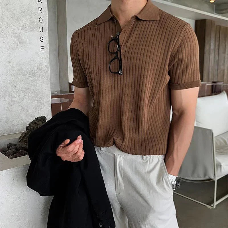Paul Verdi ribstrikket poloshirt til mænd
