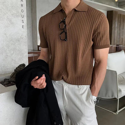 Paul Verdi ribstrikket poloshirt til mænd