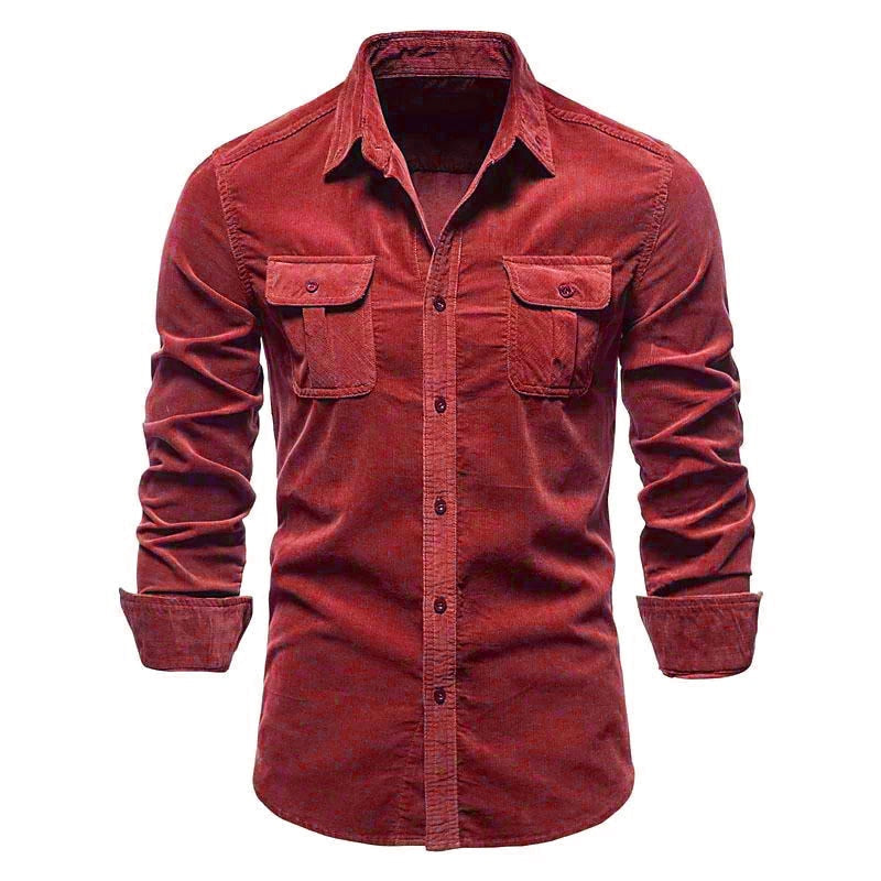 Chemise en velours côtelé boutonnée pour homme Vinthentic Divito