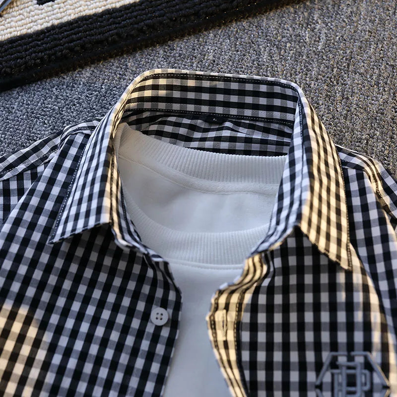 Vinthentic casual geruit flanellen overhemd met lange mouwen voor heren