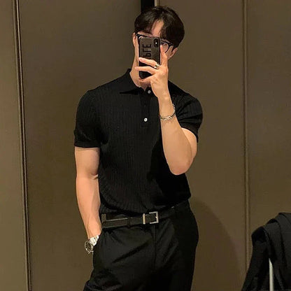 Paul Verdi ribstrikket poloshirt til mænd