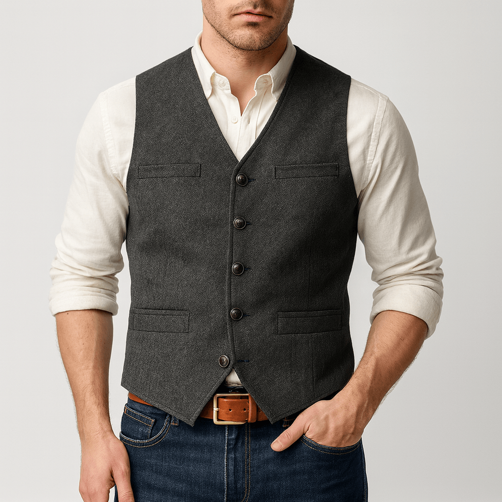 Men's Tweed-Style Button Vest