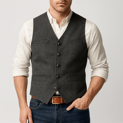 Men's Tweed-Style Button Vest