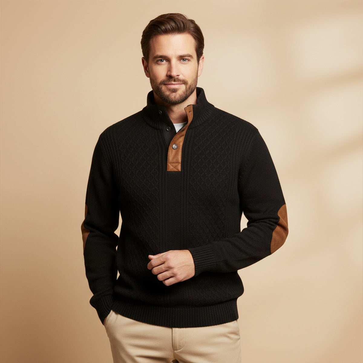 Strickjacke mit Zopfmuster und Knopfleiste
