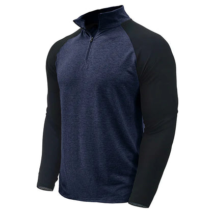 Men's Color Block Quarter Zip Pullover Shirt