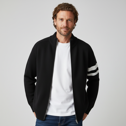 Striksweater med lynlås