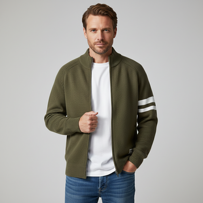Striksweater med lynlås