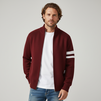 Striksweater med lynlås